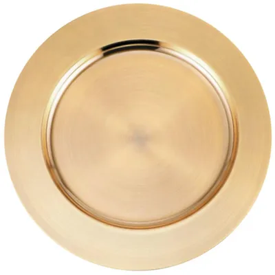 Produktbild von Platzteller Ø 33 cm - Unterteller Dekoteller für Hochzeit, Weihnachten - wiederverwendbar (Gold, glatter Rand, Kunststoff)