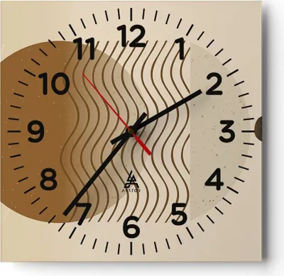 Produktbild von Wanduhr - Quadrat - Glasuhr - Abstraktion Geometrie Minimalismus - 40x40cm - Schleichendes Uhrwerk - Lautlos - zum Aufhängen bereit - Dekoration Modern - Wanddekoration aus Glas - C4AC40x40-5043