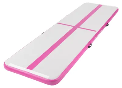Produktbild von ECD Germany Aufblasbare Gymnastikmatte Turnmatte Airtrack 4m, Rosa, 10 cm Dicke, inkl. Tragetasche, Luftpumpe & Flick-Set, Fitnessmatte Tumbling Matte