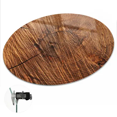 Produktbild von Glas Tischplatte fi90 cm – Tischauflage aus gehärtetem Glas – Glasplatte für Esstisch – Küchentischplatte aus Glas – Tischschutz Glas modern – Dekorative Glasplatte – Pflegeleichte Glastischplatte – Sicherheitsglas Tischplatte – Holzquerschnitt, KI-generiertes Bild