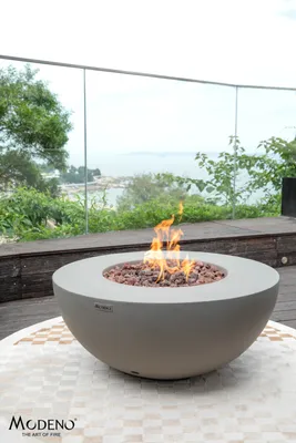 Produktbild von Elementi Gasfeuerstelle "Roca" in Beton-Optik grau 87 x 87 x 37 cm (L x B x H)