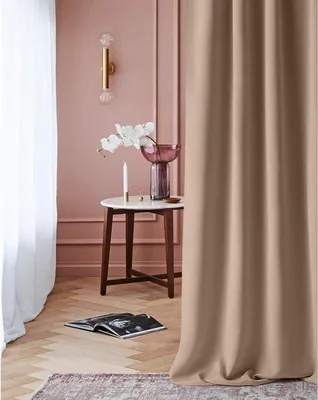 Obrázek produktu pro Záclona s volánky, 140 x 250 cm, černá, neprůsvitná, zatemňovací, vhodná do obývacího pokoje a ložnice, béžová, 1 kus