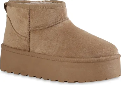 Produktbild von VAN HILL Damen Warm Gefütterte Plateau Boots Stiefeletten Schuhe 840485, Farbe: Khaki, Größe: 37