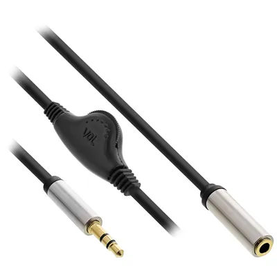 Produktbild von InLine® Slim Audio Kabel Klinke 3,5mm ST / BU, mit Lautstärkeregler, 0,25m