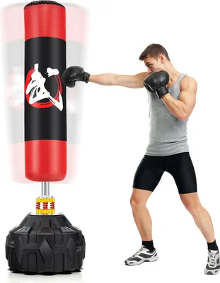 Zdjęcie produktu dla Wolnostojący worek bokserski COSTWAY 178 cm, stojący worek bokserski z nadmuchiwaną stopą ssącą, worek do kickboxingu MMA, piłka bokserska, trener boksu
