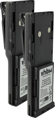 Produktbild von vhbw 2x Akku kompatibel mit Motorola CP450, GP88, GP300, GP600, GP308, CP450LS, CP250 Funkgerät, Walkie Talkie (1800 mAh, 7,5 V, NiMH) + Gürtelclip