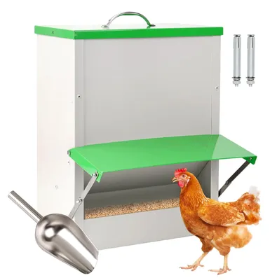 Produktbild von Hühnerfutterspender Geflügelfutterautomat Futterspender - 11 kg - Wandmontage - Wetterfest - Für Geflügel und Kleinbetriebe