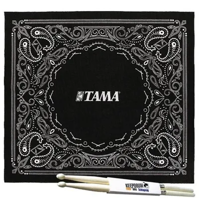 Immagine prodotto di Tappeto per batteria Tama TDR-PA Paisley Black con bacchette