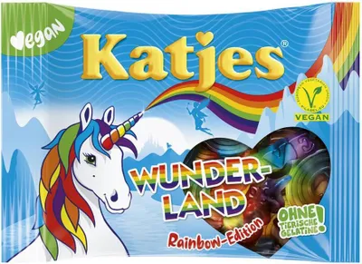 Image de Katjes Wunderland Rainbow Edition gomme aux fruits végétalienne 175 g