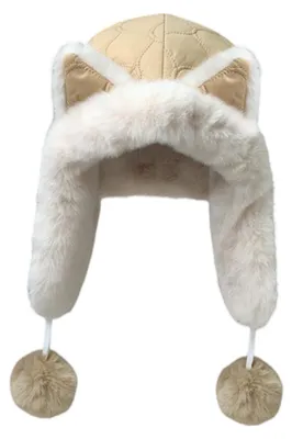 Produktbild von Damen-Wintermütze mit niedlichen Katzenohren, modische Fliegermütze mit Ohrenklappen, Outdoor-Skimütze mit Schnallenverschluss, hellkhaki