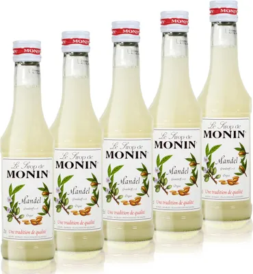 Produktbild von 5x Monin Mandel Sirup, 250 ml Flasche