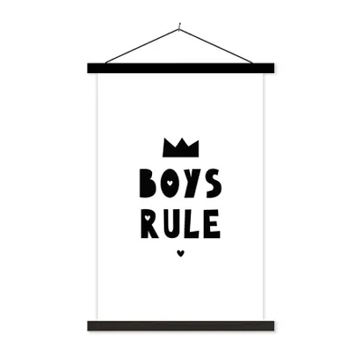 Produktbild von MuchoWow® Textilposter Jungen regieren - Zitate - Sprichwörter - Kinder - Jungen 120x180 cm mit schwarzem Rahmen - Fotos