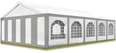 Produktbild von TOOLPORT Hochwertiges Partyzelt 5x10 m Pavillon Zelt ca. PE Plane 450 N Gartenzelt Festzelt Bierzelt Wasserdicht grau-weiß