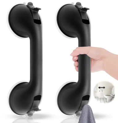 Obrázek produktu pro Madlo do sprchy s přísavkami – madlo do koupelny – podpěrné madlo pro seniory – nosnost 100 kg – odolný plast/silikon – vhodné do koupelen a sprch – podpěrné madlo