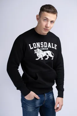 Obrázok produktu pre Pánska mikina s okrúhlym výstrihom Slim Fit KERSBROOK Black/Ecru L Lonsdale