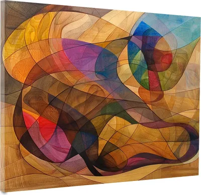Produktbild von Abstrakt fließende bunte Formen Leinwandbild Wandbild Kunstdruck XL Wanddeko: 60x60x2cm