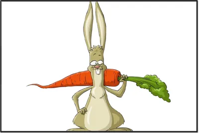 Produktbild von Wallario Wandbild Lustiger Hase mit Möhre im Comic Stil, Größe: 61 x 91,50 cm, Poster mit schwarzem Aluminiumrahmen