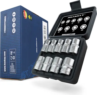 Produktbild von HASKYY Aussen Torx Nüsse Stecknüssesatz 1/2" E10-E24 Steckschlüsseleinsätze 9-tlg.