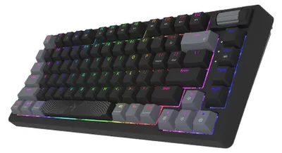 Image de Clavier mécanique de jeu, format compact 75%, éclairage intégré, noir et gris