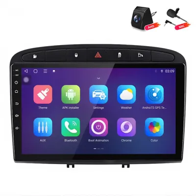 Produktbild von Android Autoradio mit Rückfahrkamera für Peugeot 308 SW 408 2012-2020 CarPlay Android Auto GPS Navi 6+128GB 4G LTE WIFI RDS SWC BT DAB+9 Zoll