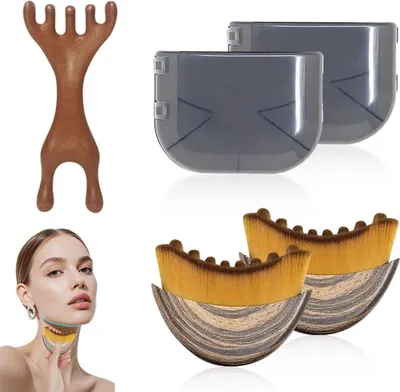 Produktbild von Peelingbürste,2-teiliges Lymphdrainage-Massagegerät, Gesichtsreiniger zur Konturierung Kinn/Kiefer & konturierende Gesichtsbürste,sich Haut anpassend