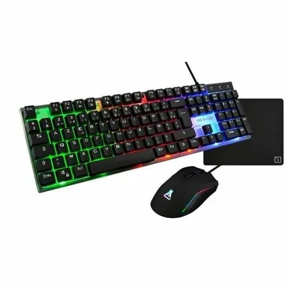 Zdjęcie produktu dla The G-Lab Combo Yttrium, Przewodowa, USB, AZERTY, RGB LED, Czarny, Przezroczysty, Dołączona myszka
