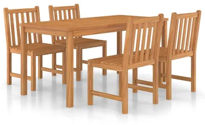 Imagen del producto de vidaXL Juego de mesa y sillas de jardín de 5 piezas, 160 x 80 cm, madera maciza de teca