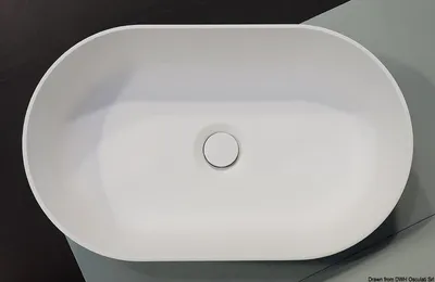 Zdjęcie produktu dla Umywalka Półowalna Blatowa Ocritech Biała 450x260 mm - Osculati 50.184.21
