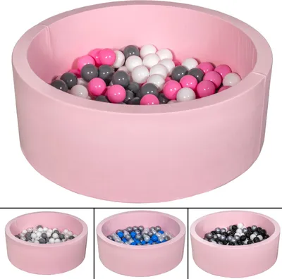 Image de Piscine à balles sèches 150pcs, rose (couleur des balles : rose, bleu, jaune (pastel))