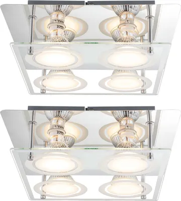 Produktbild von 2x LED Deckenlampe, Glas, Chrom, 4 Flammig, GU10, L 26 cm