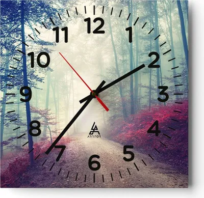 Produktbild von Wanduhr - Quadrat - Glasuhr - Wald Baum Natur - 30x30cm - Schleichendes Uhrwerk - Lautlos - zum Aufhängen bereit - Dekoration Modern - Wanddekoration aus Glas - C4AC30x30-3667