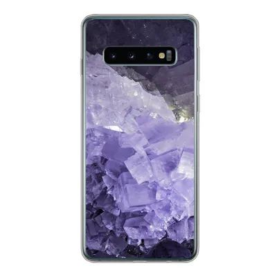 Produktbild von MuchoWow® Handyhülle Schutzhülle Hülle für Samsung Galaxy S10 Naturstein - Lila - Kristalle Silikon Softcase Handy Hülle - Handytasche