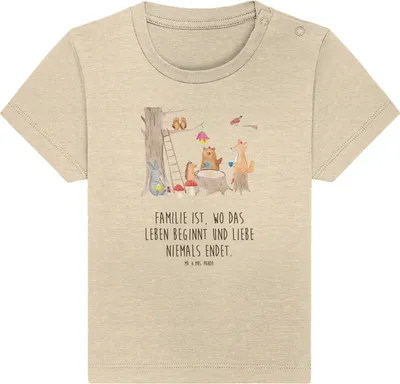 Produktbild von Mr. & Mrs. Panda  T-Shirt Waldtiere Picknick 0. - 6. Monat - Natural Raw - Geschenk, Kinder Shirt, Maus, Baby, Fuchs, Eichhörnchen, Wald, Organic, Lustige Sprüche