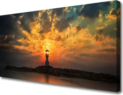 Produktbild von Tulup Leinwand-Bilder 100x50 Wandbild Canvas Kunstdruck Leuchtturm Meer Landschaft