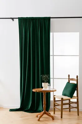 Productafbeelding van Gardinen Baumwolle Market - Verduisteringsgordijn - Gordijnstang. Gordijnen voor ramen en balkondeuren - met lus, 250x140 cm, groen