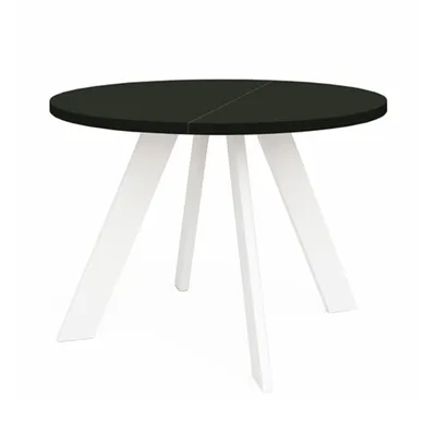 Produktbild von Runder Ausziehbarer Tisch für Esszimmer, LEX, Loft-Stil, Skandinavische, Durchmesser: 100 / 150 cm, Farbe: Schwarz / Weiß