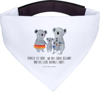 Produktbild von Mr. & Mrs. Panda Hunde Halstuch Koala Familie - Weiß - Geschenk, Tuch, Kinder, Muttertag, Hund, Koalas, Für, Mama, Hundehalstuch