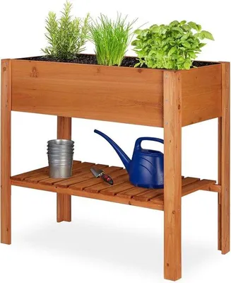 Produktbild von Holzplanter mit Ablage für Kräuter, 80x88x43,5cm, hellbraun