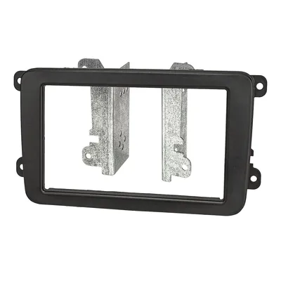 Image de Cadre d'autoradio double DIN compatible avec VW Golf 5, 6, Touran, Polo, Passat, Caddy, EOS, Tiguan, Scirocco, Skoda, Seat – finition satinée d'origine