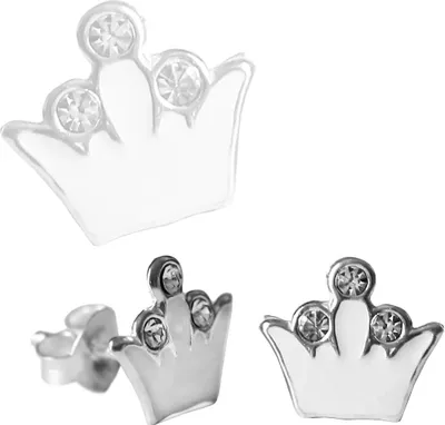 Produktbild von Ohrstecker 925 Sterling Silber mit Krone Farbe - Weiß