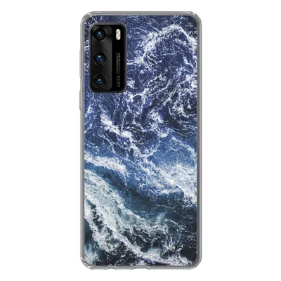 Produktbild von MuchoWow® Handyhülle Schutzhülle Hülle für Huawei P40 Naturstein - Blau - Weiß Silikon Softcase Handy Hülle - Handytasche