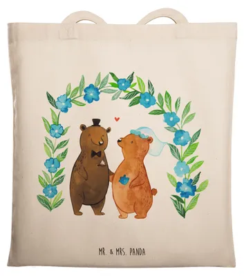 Produktbild von Mr. & Mrs. Panda Schultasche Bären Hochzeit - Transparent - Geschenk, Hochzeitstag, dokumententasche, Hochzeitsgeschenk, Zur, Tote Bag, Laptoptasche, Hochzeitskarte