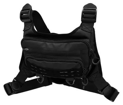 Produktbild von Sport-Brusttasche für Herren – Laufen, Bergsteigen – tragbar, verstellbar, großes Fassungsvermögen, atmungsaktives, schnell trocknendes Material, schwarz, Einheitsgröße