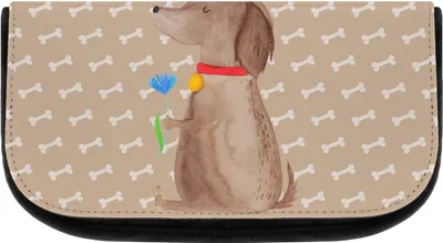 Produktbild von Mr. & Mrs. Panda Kulturtasche Hund Blume - Hundeglück - Geschenk, Sprüche, Make-Up Tasche, Schminktasche, Kosmetiktasche, Kosmetikbeutel, Hunde, aufbewahrungstasche, Süß