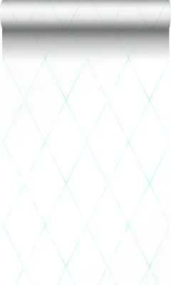 Produktbild von Origin Wallcoverings Tapete Karomuster Weiß und Pastell Mintgrün - 347494 - 53 cm x 10,05 m