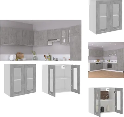 Produktbild von vidaXL Hängeglasschrank Betongrau 60x31x60 cm Holzwerkstoff - Küchenschränke