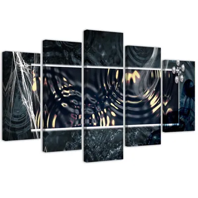 Produktbild von 5-teiliges leinwandbild regenspuren 150x100 cm Feeby grau wandbild bereit zum aufhängen
