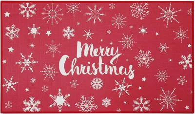 Immagine prodotto di Tappetino natalizio 40 x 60 cm – Tappetino per Natale – Decorazione natalizia – Tappetino antiscivolo – per interni ed esterni – Rosso