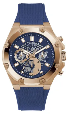 Produktbild von Guess Herren Armbanduhr Third Gear Multifunktion skeleton blau 46 mm GW0334G3