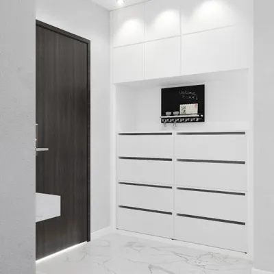Image de Armoire à chaussures pour l'entrée | Étagère à chaussures modulaire | Armoire avec espace pour ranger les chaussures Banc à chaussures avec l'abattant Blanc MATT Commode à chaussures